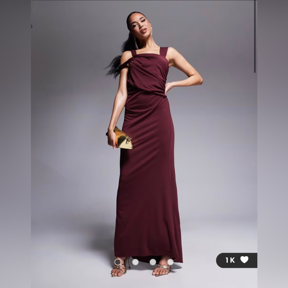 ASOS DESIGN double strap knot neck detail maxi dress in burgundy